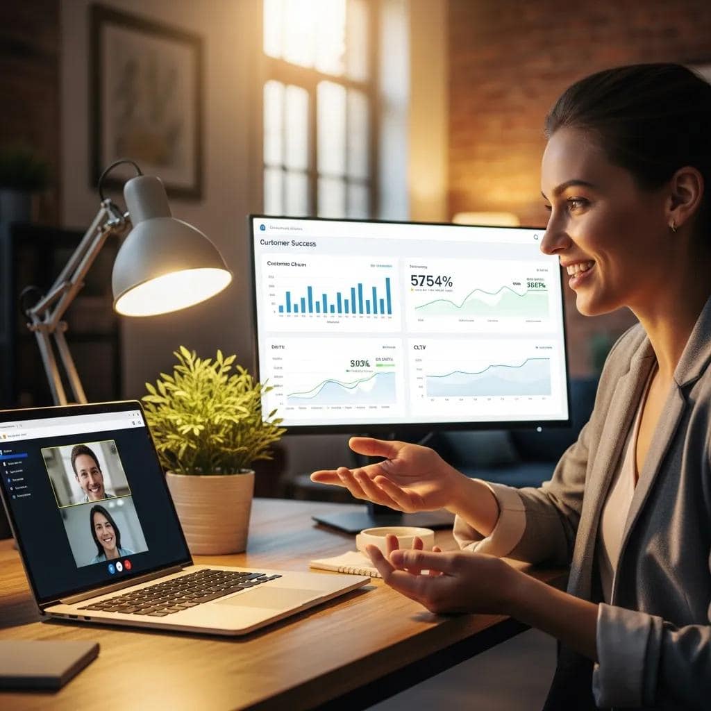 Client success manager collaborating with a customer to drive growth and retention