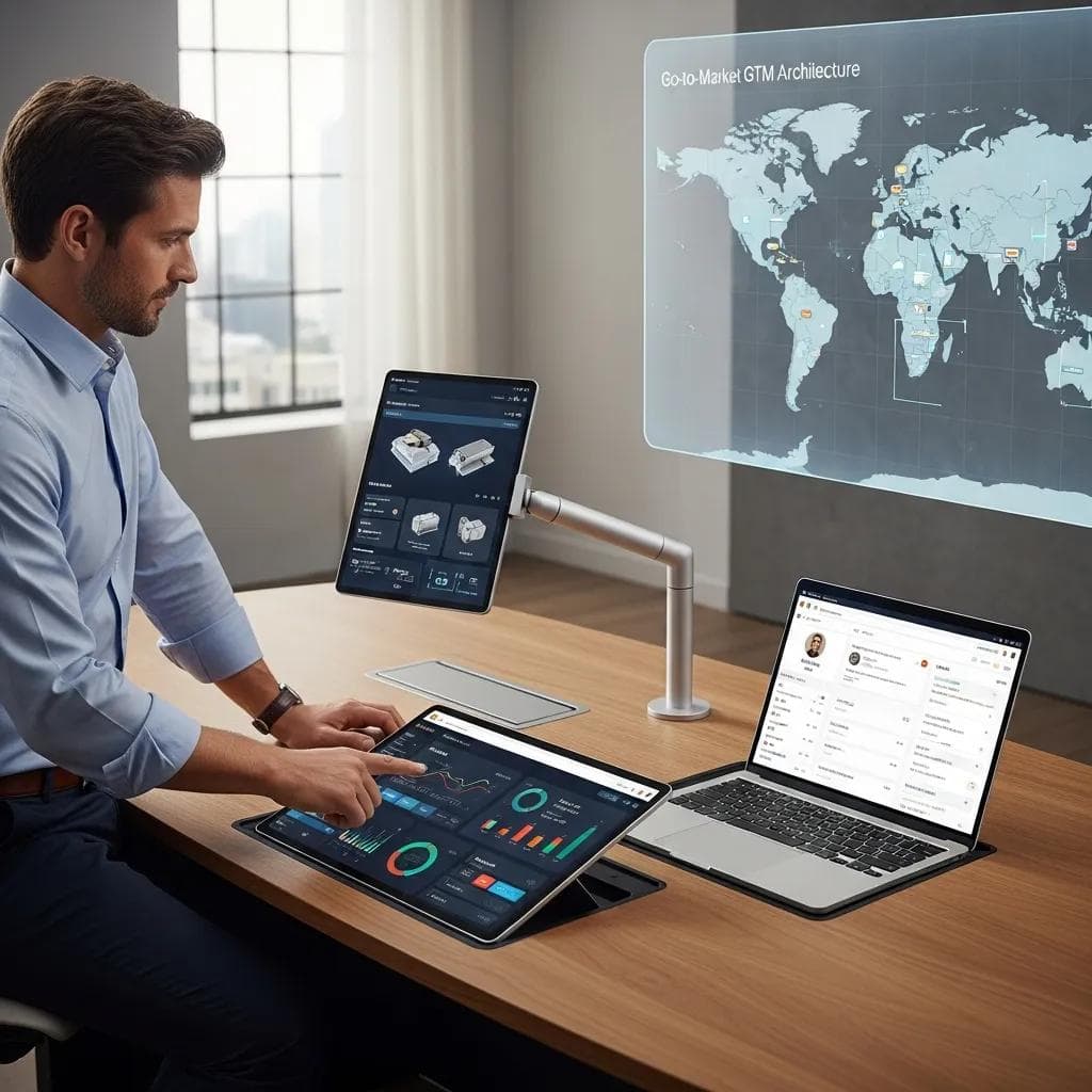 Modern workspace showcasing integrated sales enablement tools and technology