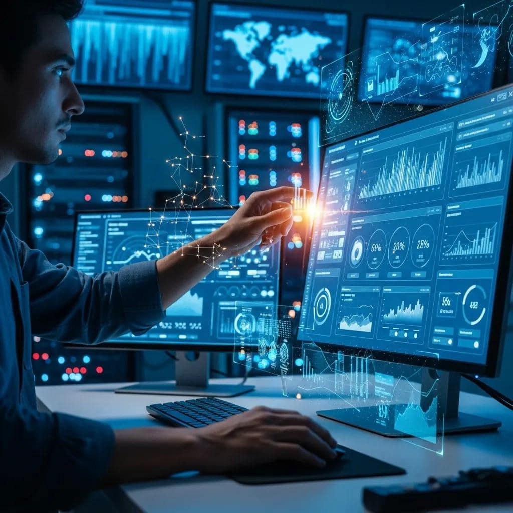 Person using AI-driven dashboard to enhance data operations efficiency