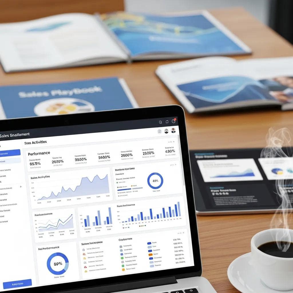 Sales enablement tool dashboard displaying analytics in a productive workspace