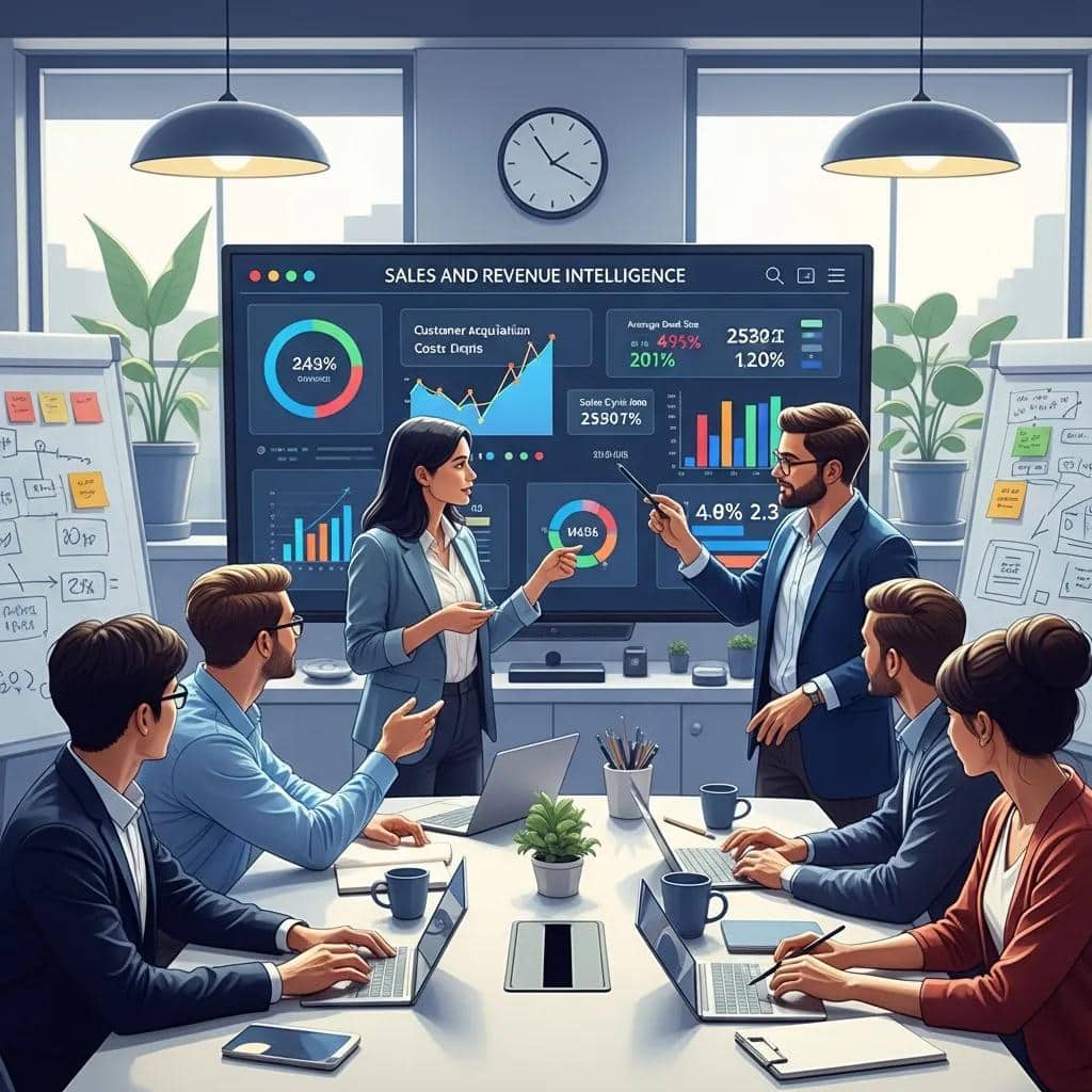 Sales team reviewing data-driven insights to improve enablement and close more deals