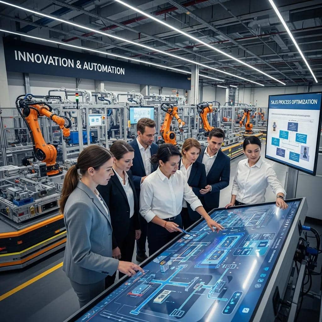 Teams collaborating on best practices in industrial automation and sales enablement