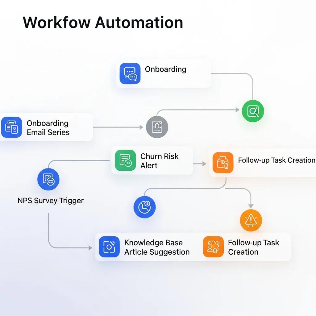 Visual representation of workflow automation processes in customer success